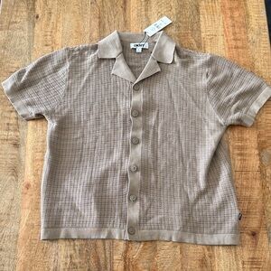 DKNY Men's Tan Textured Button Down Shirt